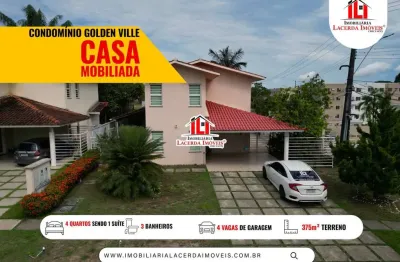 Golden Ville Residencial, MOBILIADA, Casa 4 quartos sendo 1 suite, Piscina, Churrasqueira