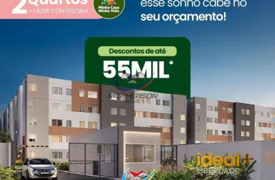 Apartamento à venda com 2 quartos, 37,82m² no ideal + liberdade em ananindeua, águas brancas.
