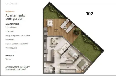 Apartamento garden para venda em florianópolis, cachoeira do bom jesus, 2 dormitórios, 1 banheiro, 1 vaga