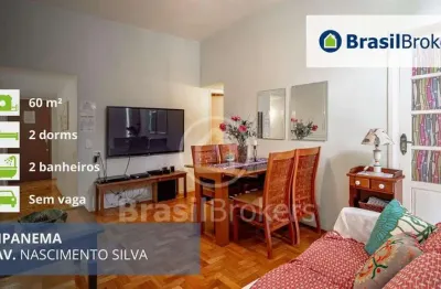 Apartamento à venda com 60,00m² e 2 quartos em ipanema, rio de janeiro - rj