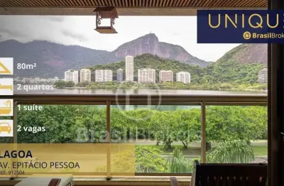 Flat em ipanema com vista deslumbrante para a lagoa, varandão, sala e 2 quartos e 2 vagas .