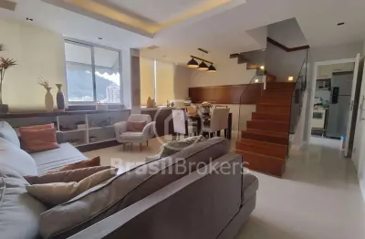 Cobertura duplex na rua dona mariana com 220 m, duas salas, quatro quartos, terraço, piscina e duas vagas. piscina