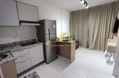 Blue barra: apartamento quarto e sala sem varanda, finamente decorado e mobiliado. andar alto. vaga rotativa. 250m da praia!rooftop incrível vista mar
