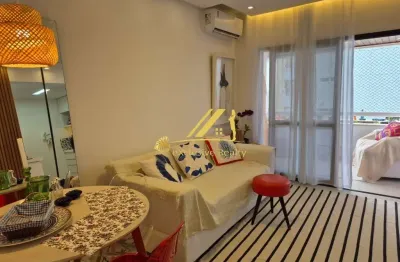 Aluguel de apartamento quarto e sala mobiliado com vista mar, 48m2, na vitória. vitória residencial, andar alto, ventilado. 1 vaga de garagem. ótimo