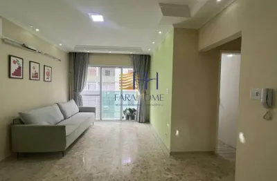 Apto na aparecida , 2 dorm. sendo 1 suite, varanda e vista lateral do mar