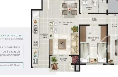 Apartamento com 2 quartos à venda na avenida do estado dalmo vieira, 165, praia dos amores, balneário camboriú por r$ 1.306.000
