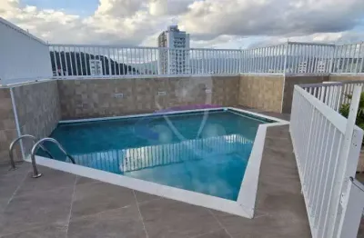 Cobertura duplex com piscina, churrasqueira - canal 3 santos