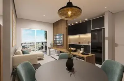 Apartamento na planta de 66m2 com 2 dormitórios, 1 suíte e varanda na planta.
