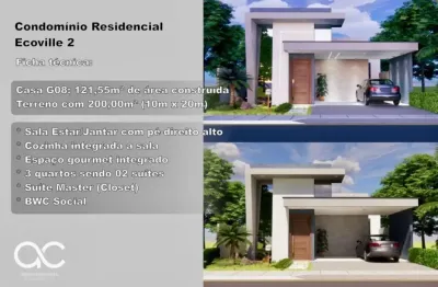 Casa térrea no cond. ecoville ii, três quartos - 121 m2 - r$500.000,00 - em construção -  whatsapp:84 9.9145.9638