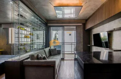 Apartamento venda mobiliado 36 metros 1 dormitório suite ,sala integrada com varanda 1 vaga coberta