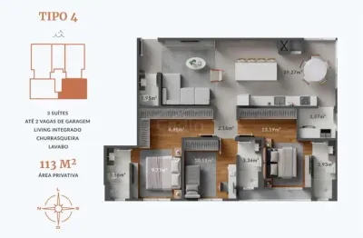 Apartamento 03 dormitórios, centro, navegantes- residencial amber tower