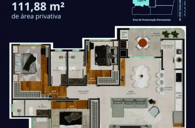 Apartamento 03 suítes à venda, r$ 1.531.530,00 bairro gravatá em navegantes