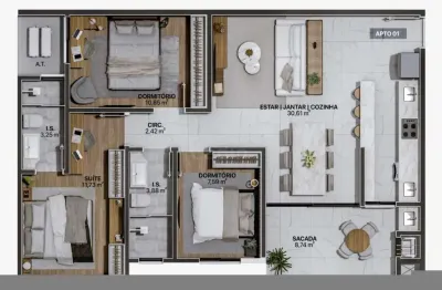 Apartamento 03 dormitórios à venda r$ 876.819,68 bairro gravatá em navegantes