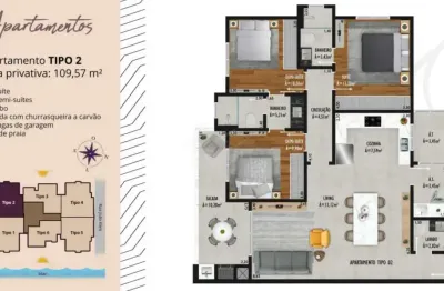 Apartamento 02 dormitorios à venda, r$875.000,00 bairro centro em navegantes