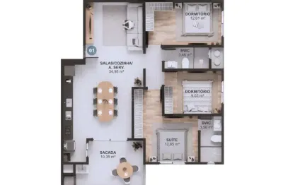 Apartamento 02 dormitórios, centro, navegantes- residencial saint etienne