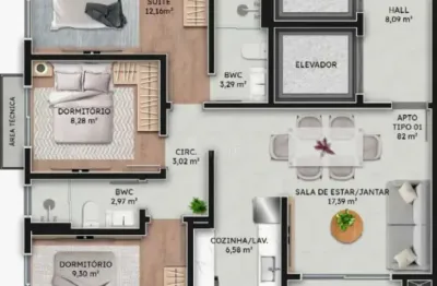 Apartamento 03 dormitórios à venda r$875.000,00 bairro centro em navegantes