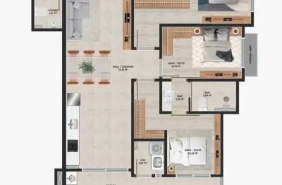 Apartamento na planta á venda, quadra mar, 03 dormitórios com suíte - bairro gravatá em navegantes, r$ 1.077.797,26