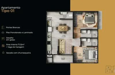 Apartamento á venda, 02 suítes, bairro gravatá em navegantes, r$ 825.000,00.