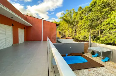 Casa fora de condomínio na praia de juquehy, 4 quartos, 350m². - locação anual