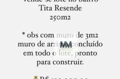 Terreno à venda, 250 m² por r$ 120.000,00 - tita rezende - uberaba/mg