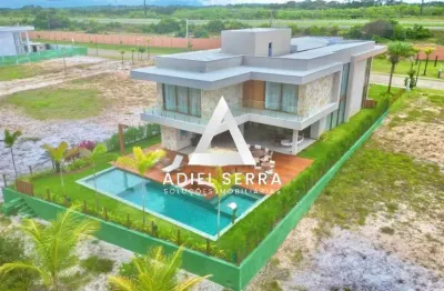 Alphaville guarajuba | casa de luxo | 564m² | 6 suítes + dependência | vista mar | piscina c/ hidromassagem