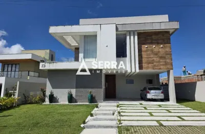 Alphaville litoral norte 3 | casa alto padrão | 404m² | 4 suítes | piscina com hidro e energia solar