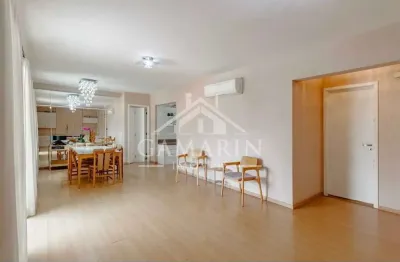 Apartamento de 127m, 3 dormitórios, 1 suíte, 2 vagas, 4 banheiros, 2 salas.