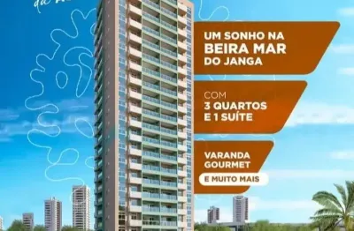 Apartamento 3 quartos, varanda gourmet, beira mar do janga