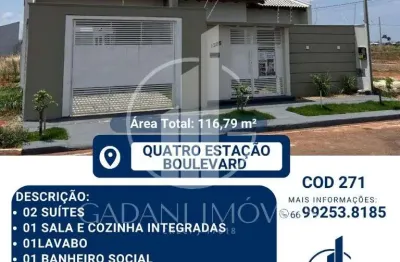 Casa a venda com 2 suites no residencial quatro estacoes boulevard - sinop mt