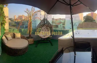 Linda cobertura com jacuzzi, 3 dormitórios, sendo 2 suítes, 1 lavabo e sacada - são vicente - mauá -sp