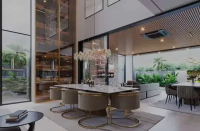 Sobrado de alto padrão no alphaville 2 com 5 suítes, elevador e piscina aquecida