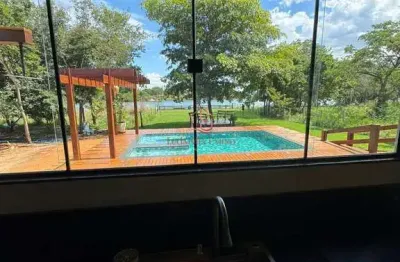 Chácara beira lago no luzimangues com 4 suítes e 18m de frente d’água