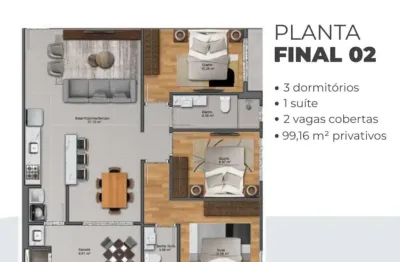 Apartamento com 3 quartos à venda em pedra branca, palhoça , 99 m2 por r$ 827.000