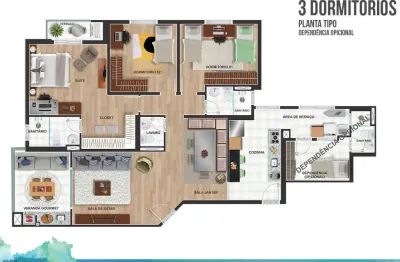Cota contemplada c/ dependência de empregada! aceita troca em apartamento litoral