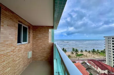 Apartamento localizado lado praia frente ao mar em rua calçada com 2 quartos, predio possui piscina, playground, espaço gourmet e salão de festas