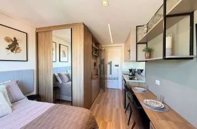 Studio mobiliado para alugar, 17 m² - novo mundo - curitiba