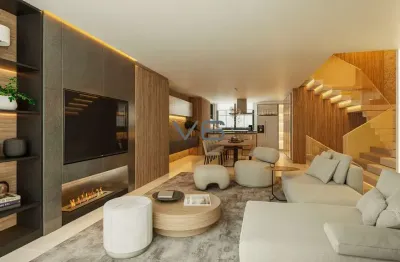 Casa em condomínio com 4 suítes, 295 m² privativos, 3 vagas de garagem, em santa felicidade, curitiba - pr.