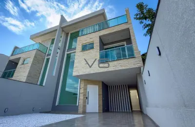 Casa triplex com 3 quartos sendo 1 suíte, 152 m² privativos, 2 vagas de garagem, no capela velha, araucária - pr.