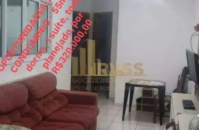 Apartamento 55m² de área útil, 02 dormitórios sendo 01 suíte planejada com sacada