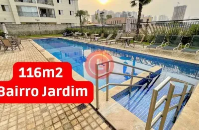 Apartamento de 116m2 com varanda gourmet para venda! reformado, decorado e mobiliado em condomínio clube no bairro jardim em santo andré/sp.