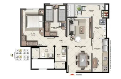 Apartamento 3 dormitórios sendo 1 suite bairro barreiros são josé