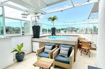 Excelente cobertura linear com piscina e 2 vagas  em icaraí!!