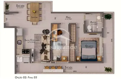 Apartamento com 2 quartos à venda na rua rio grande do norte, 3229, nossa senhora das graças, uberlândia, 55 m2 por r$ 356.000