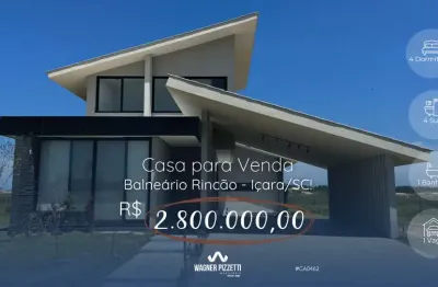 Casa para venda em balneário rincão, zona sul, 4 dormitórios, 4 suítes, 1 banheiro, 1 vaga