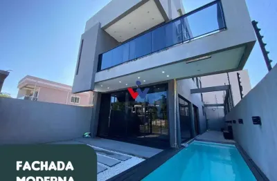 Sobrado triplex novo em guaratuba, 3 quartos, piscina e área gourmet