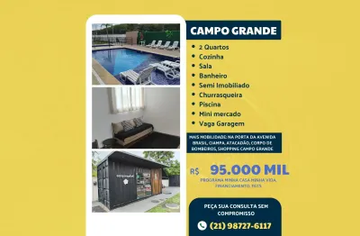 Apenas 95 mil - campo grande - piscina - 2 quartos - semi imobiliado