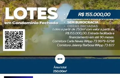 Lote de terreno - 250m2 - total infraestrutura com pavimentação, embasa e coelba