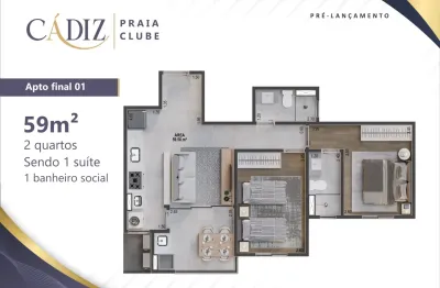 58m² a 89m² - 2 a 3 dormitórios - frente mar , praia do porto novo