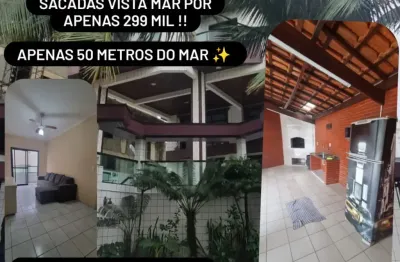 Lindo apto mirim // 2 dorms, 3 sacadas vista mar. prédio com lazer