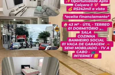 Oportunidade apto caiçara// 1 dormitório, semi mobiliado com tv a cabo e internet